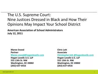 The U.S. Supreme Court: Nine Justices Dressed in Black and How Their Opinions May Impact Your School District