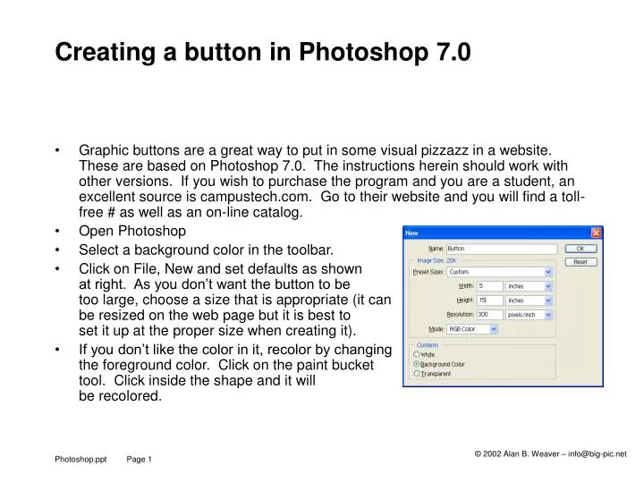 creating a button in photoshop 7 0