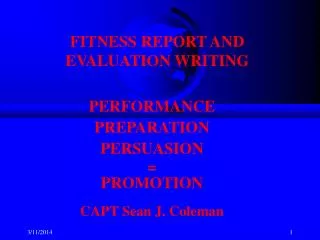FITNESS REPORT AND EVALUATION WRITING