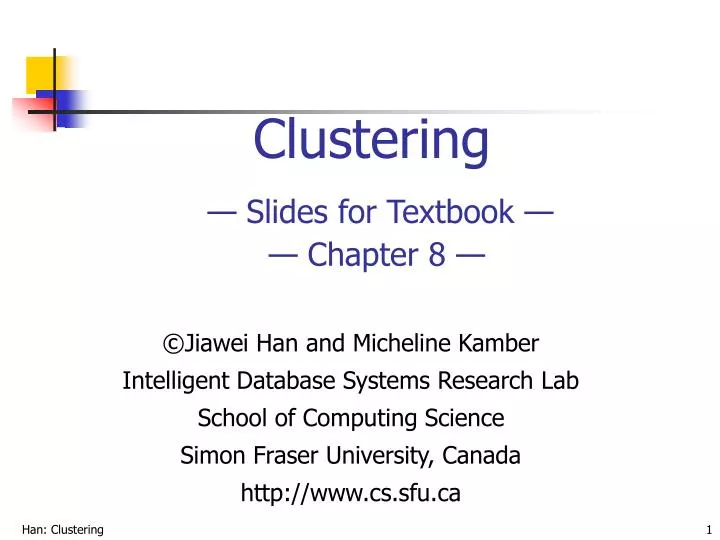 clustering slides for textbook chapter 8