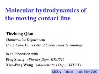 Molecular hydrodynamics of the moving contact line