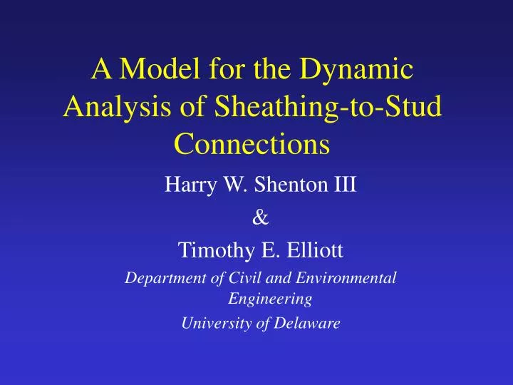 a model for the dynamic analysis of sheathing to stud connections