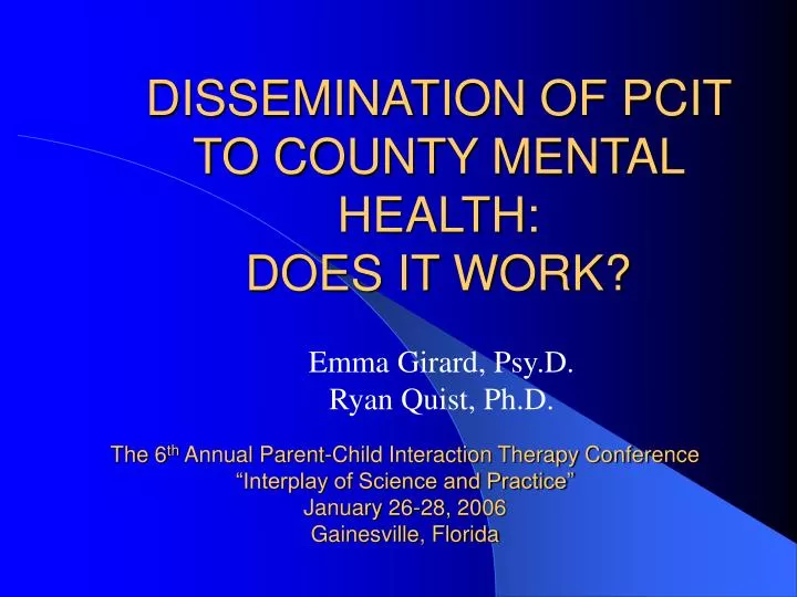dissemination of pcit to county mental health does it work