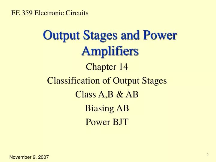 output stages and power amplifiers