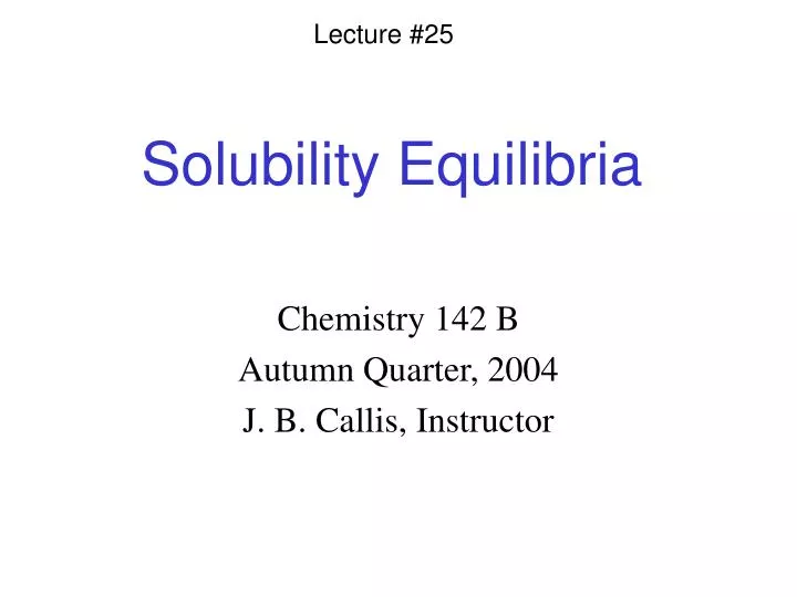 solubility equilibria