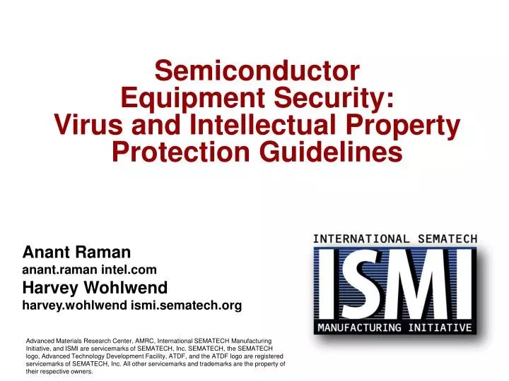 semiconductor equipment security virus and intellectual property protection guidelines