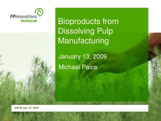 Bioproducts from Dissolving Pulp Manufacturing