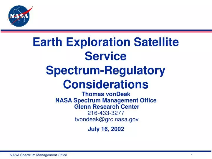 earth exploration satellite service spectrum regulatory considerations