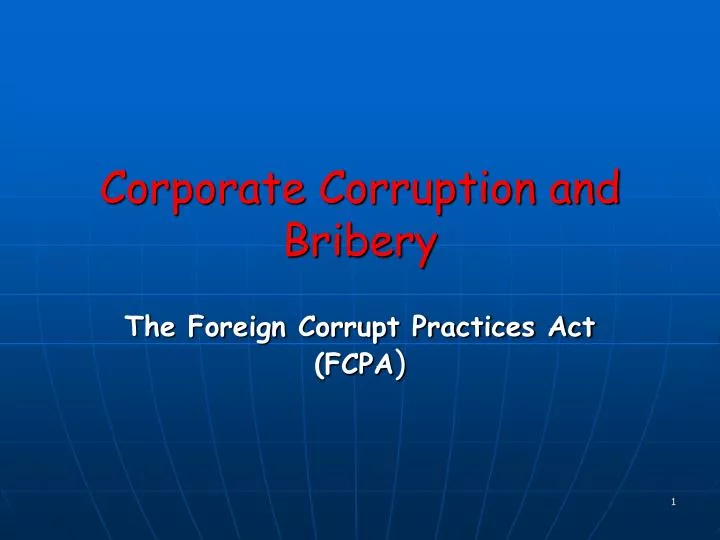corporate corruption and bribery