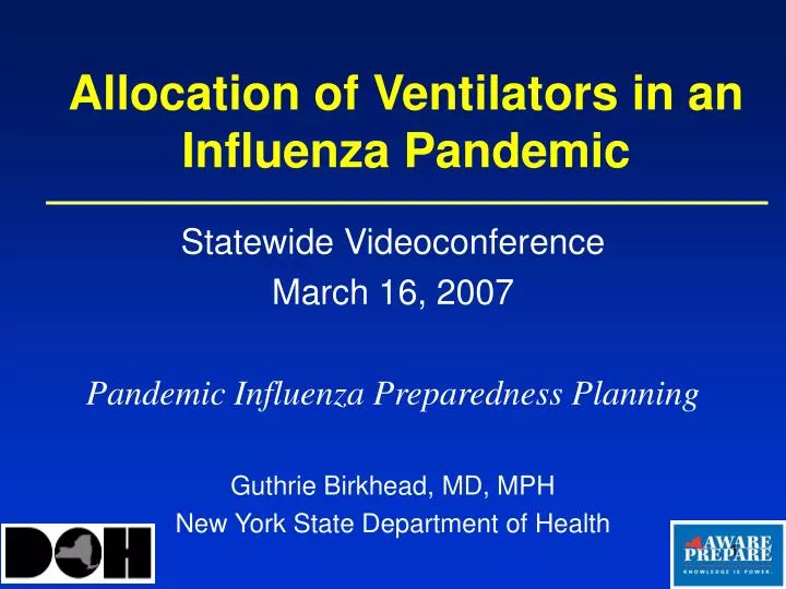 allocation of ventilators in an influenza pandemic