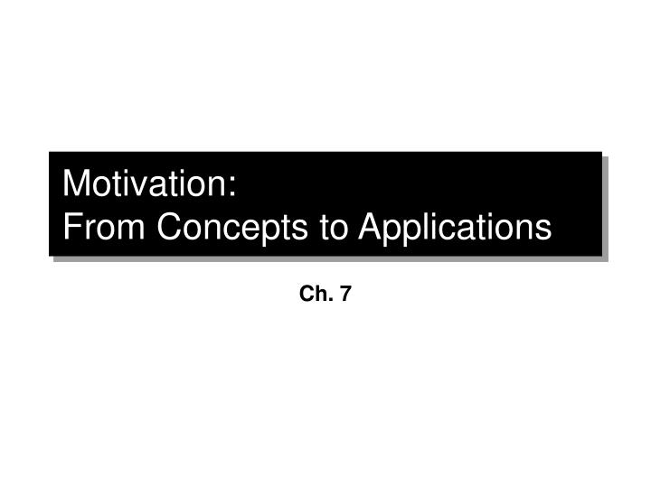 motivation from concepts to applications