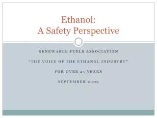 Ethanol: A Safety Perspective