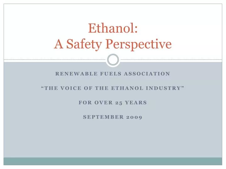 ethanol a safety perspective