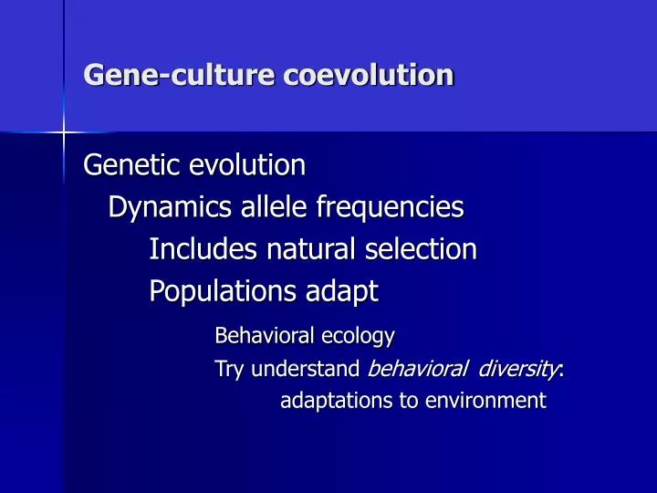 gene culture coevolution