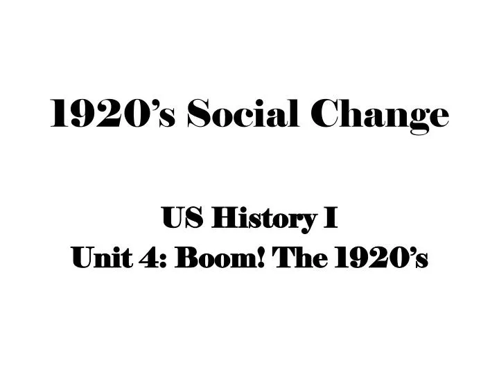 1920 s social change