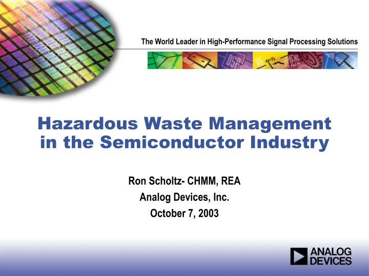 hazardous waste management in the semiconductor industry