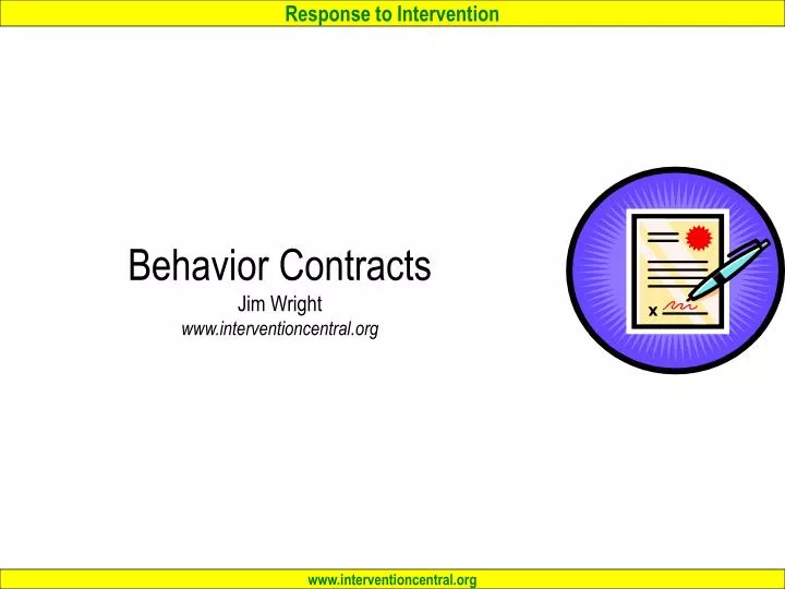 behavior contracts jim wright www interventioncentral org