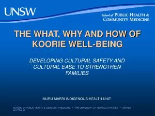 THE WHAT, WHY AND HOW OF KOORIE WELL-BEING