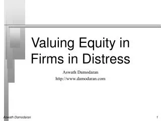 Valuing Equity in Firms in Distress