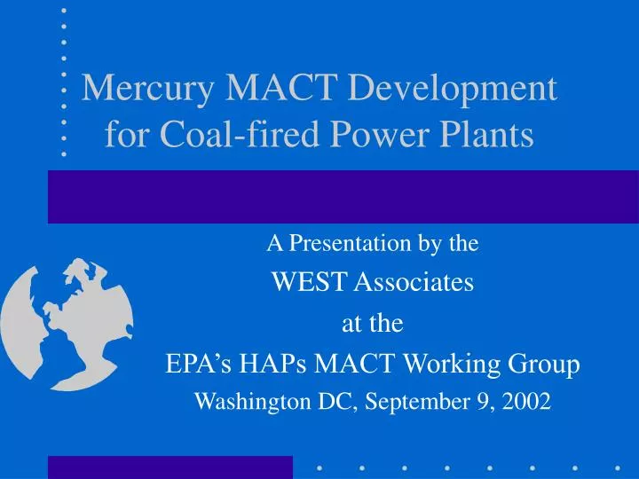 mercury mact development for coal fired power plants