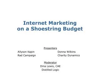 Internet Marketing on a Shoestring Budget