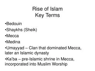 Rise of Islam Key Terms