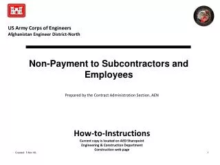 Non-Payment to Subcontractors and Employees