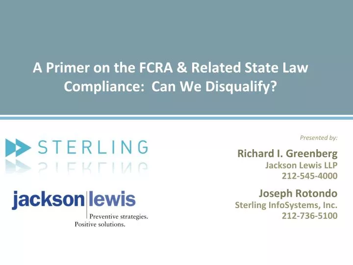 a primer on the fcra related state law compliance can we disqualify