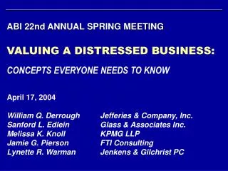 ABI 22nd ANNUAL SPRING MEETING
