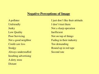Negative Perceptions of Image