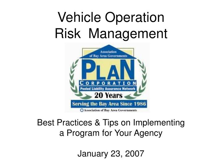 vehicle operation risk management