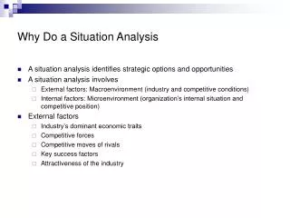 Why Do a Situation Analysis
