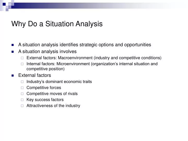 why do a situation analysis