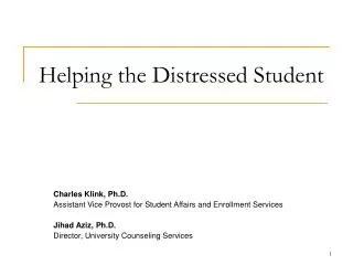 Helping the Distressed Student