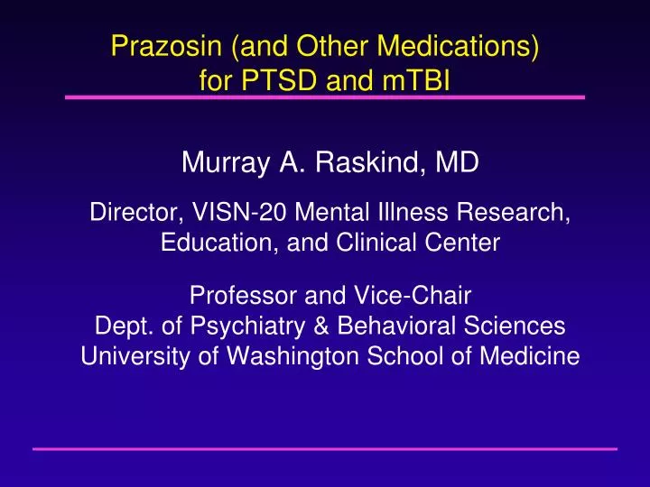 prazosin and other medications for ptsd and mtbi