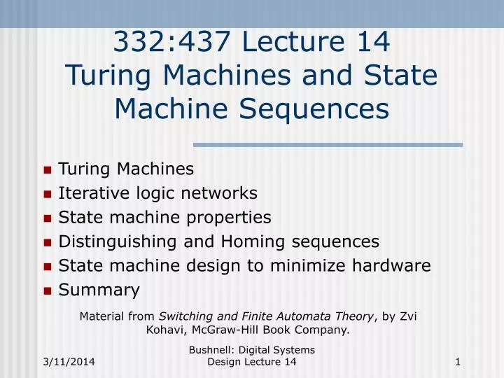 332 437 lecture 14 turing machines and state machine sequences