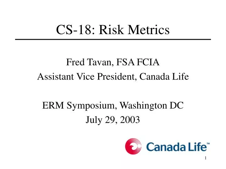 cs 18 risk metrics