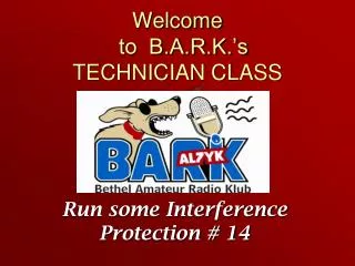 Welcome to B.A.R.K.’s TECHNICIAN CLASS