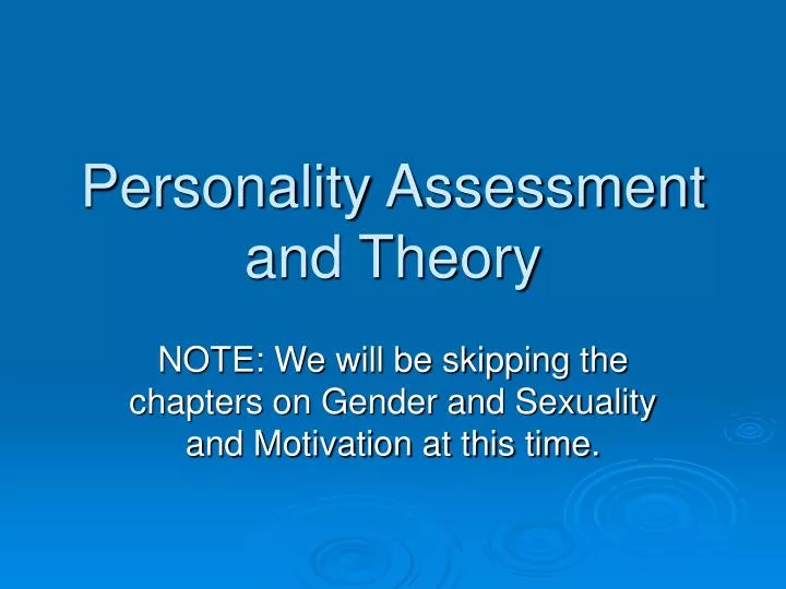 personality assessment and theory