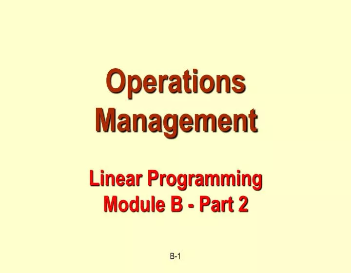 operations management linear programming module b part 2