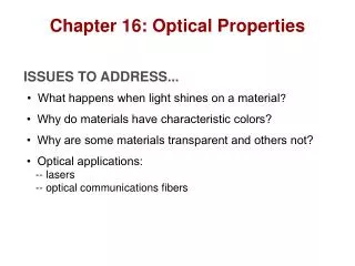 Chapter 16: Optical Properties