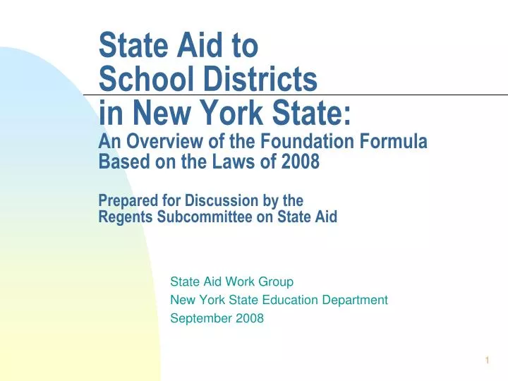 state aid work group new york state education department september 2008