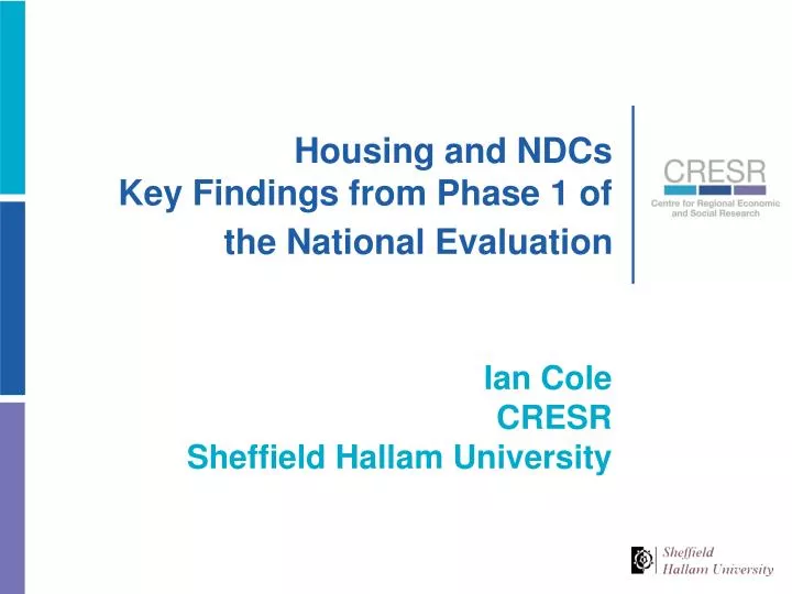 housing and ndcs key findings from phase 1 of the national evaluation