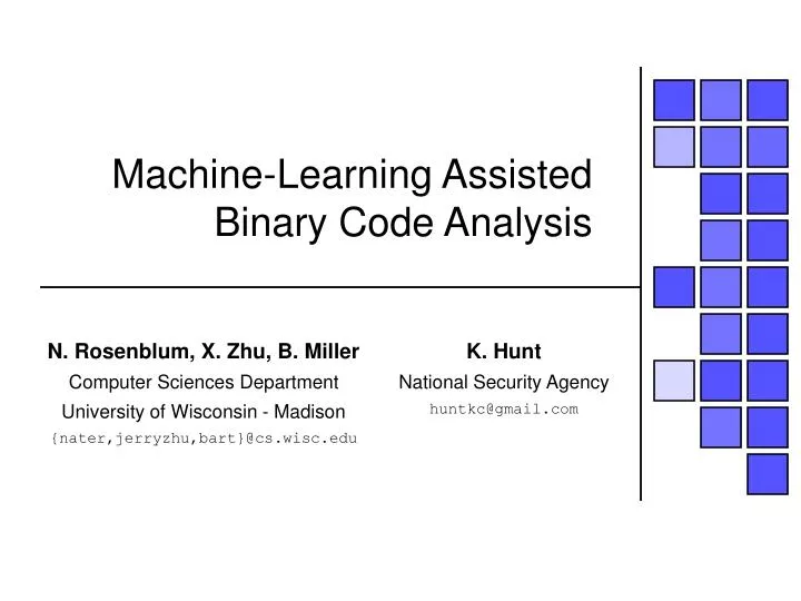 machine learning assisted binary code analysis
