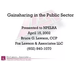 Gainsharing in the Public Sector