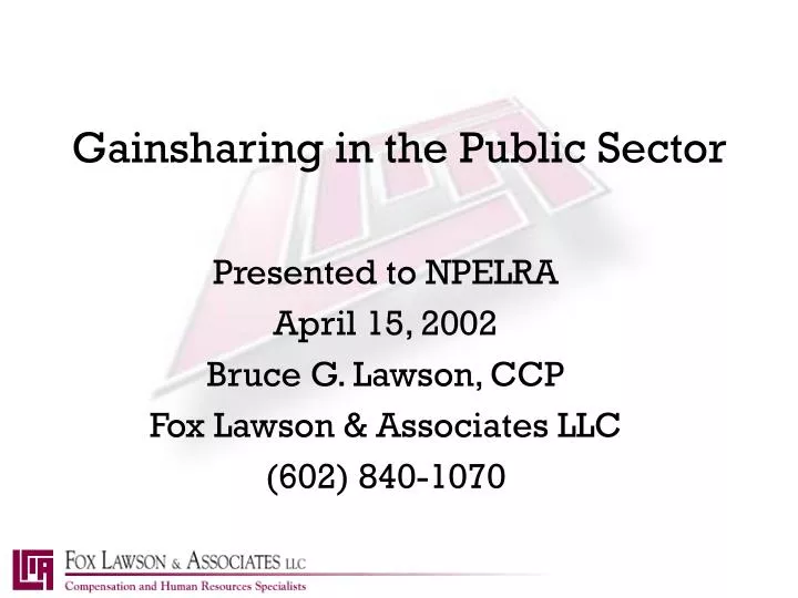 gainsharing in the public sector