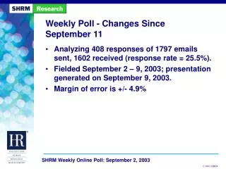 Weekly Poll - Changes Since September 11