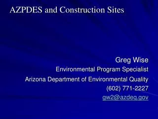 AZPDES and Construction Sites