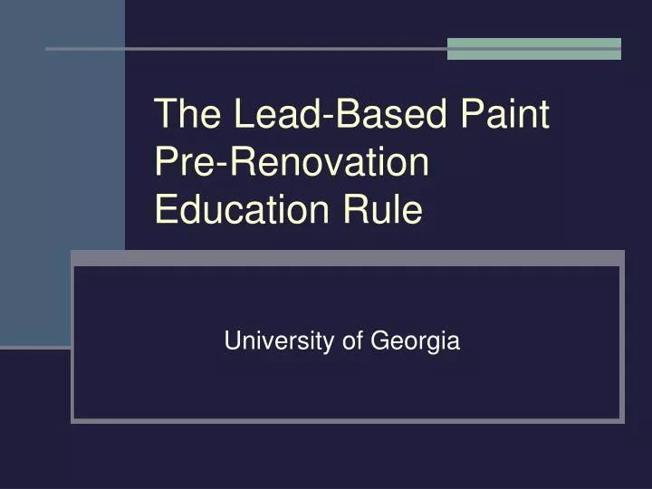 the lead based paint pre renovation education rule