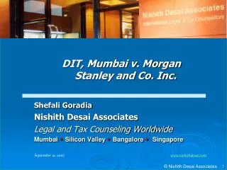 Shefali Goradia Nishith Desai Associates Legal and Tax Counseling Worldwide Mumbai ? Silicon Valley ? Bangalore ?